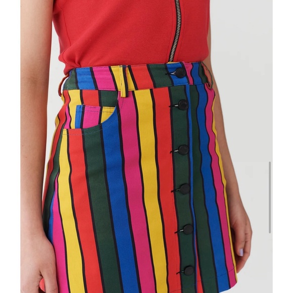 Lazy Oaf Stripy Button Skirt - Picture 3 of 9
